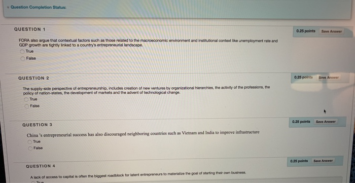 Solved Question Completion Status: QUESTION 1 0.25 points | Chegg.com