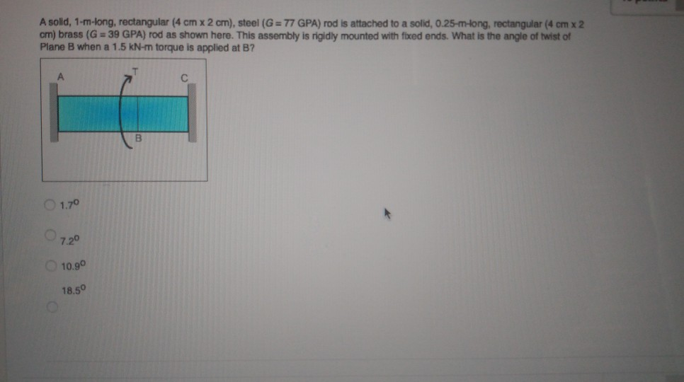 Solved A Solid 1 M Long Rectangular 4 Cm X 2 Cm Steel Chegg Com