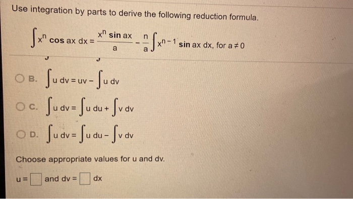 Solved Use integration by parts to derive the following | Chegg.com