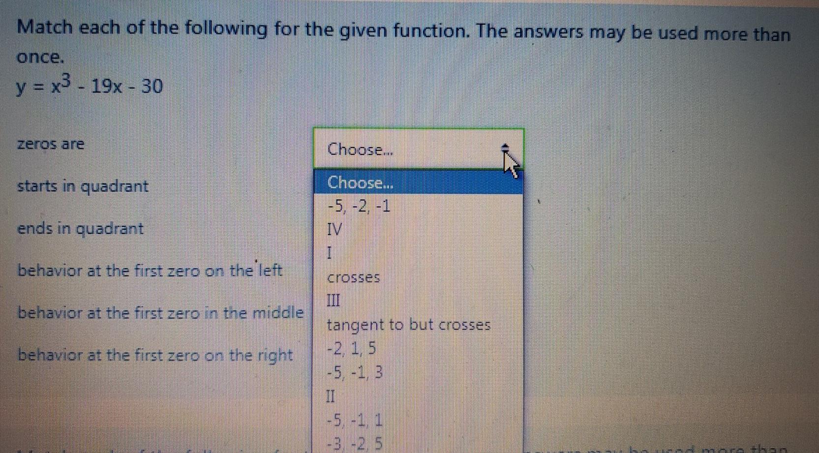 Solved Match each of the following for the given function. | Chegg.com