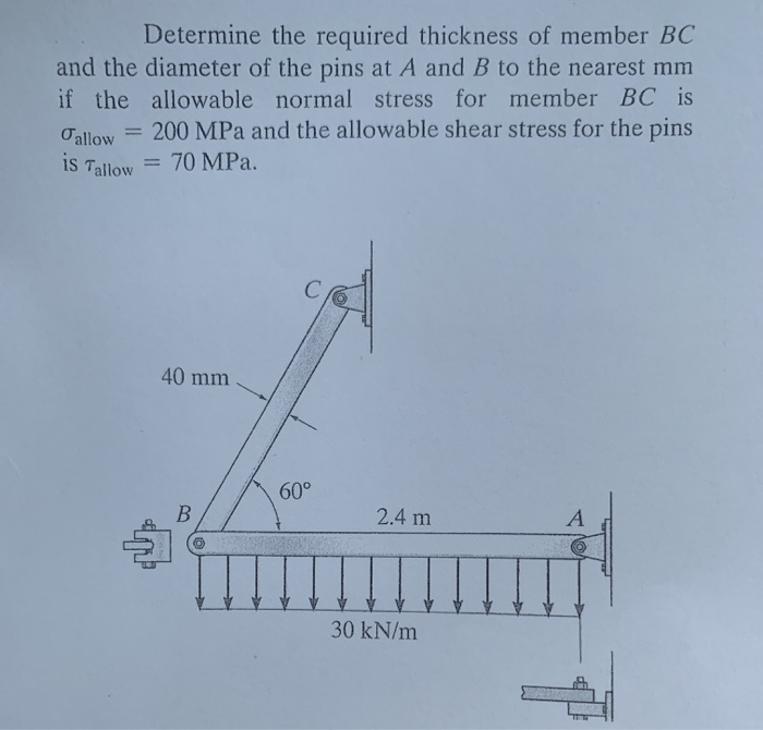 Solved: Determine The Required Thickness Of Member BC And