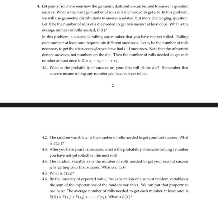 Solved 4. (24 points) You have seen how the geometric