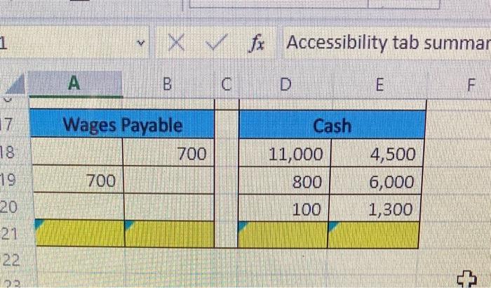 ending balance formula excel