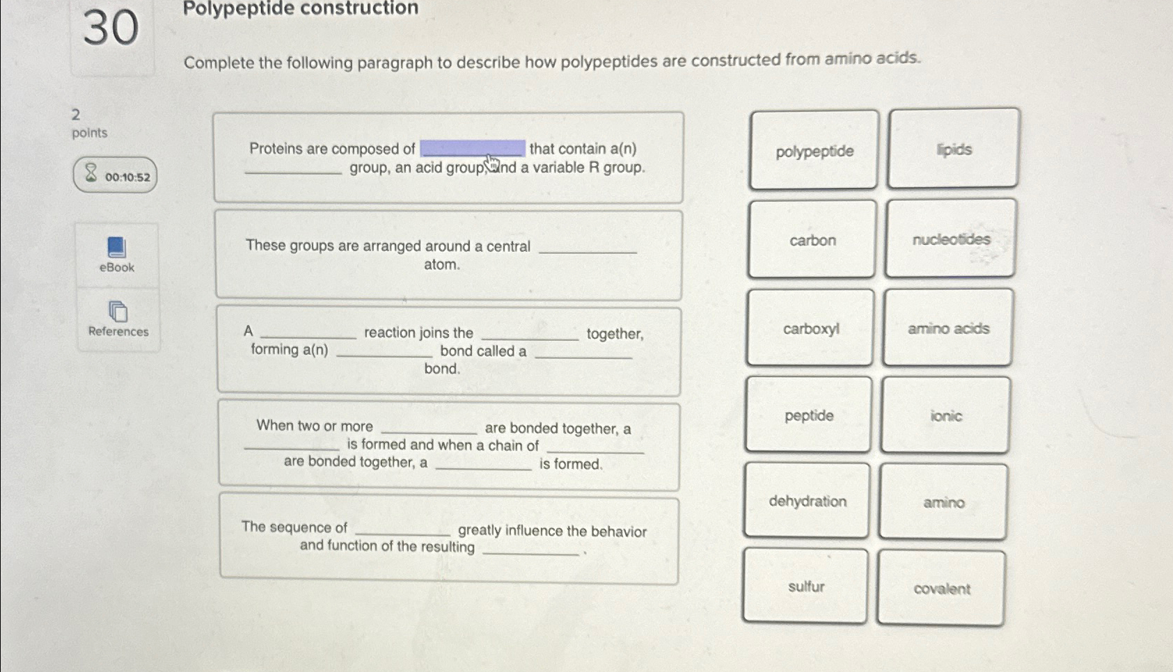 Solved 2∩ ﻿Polypeptide ConstructionComplete The Following | Chegg.com