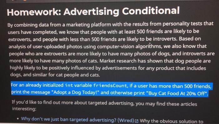 Solved Homework: Advertising Conditional By combining data | Chegg.com