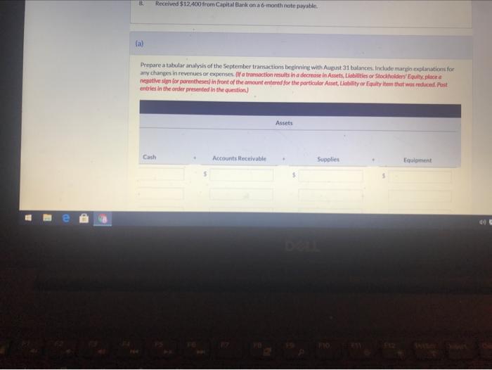 Prepare A Tabular Analysis Of The September Chegg