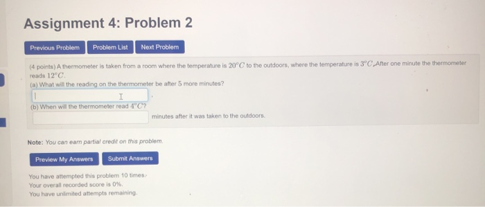 Solved Assignment 4: Problem 2 Previous Problem Problem List | Chegg.com