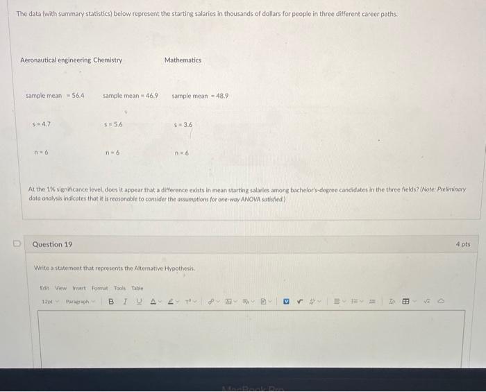 Solved The data (with summary statistics) below represent | Chegg.com