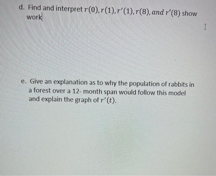 Solved The population of rabbits in a forest over a 12-month | Chegg.com