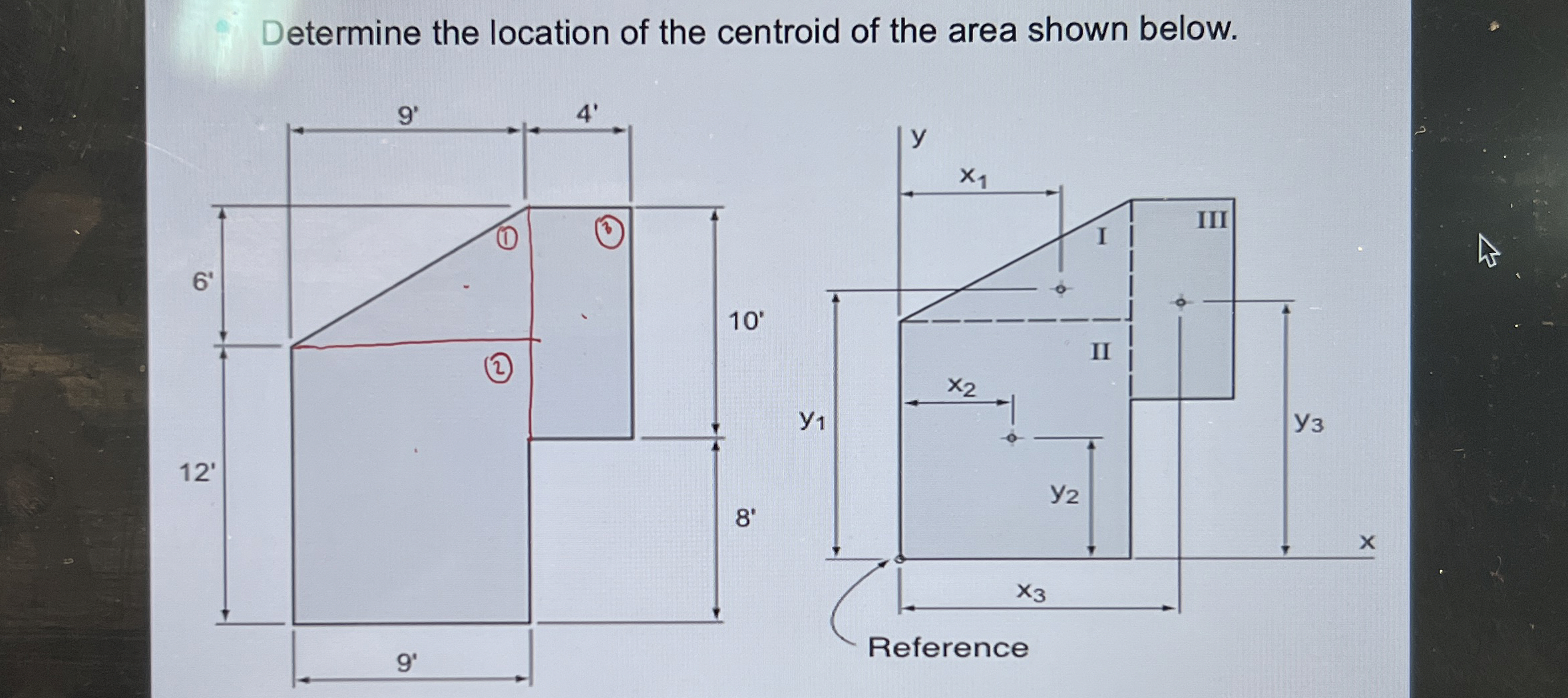 Solved Determine the location of the centroid of the area | Chegg.com
