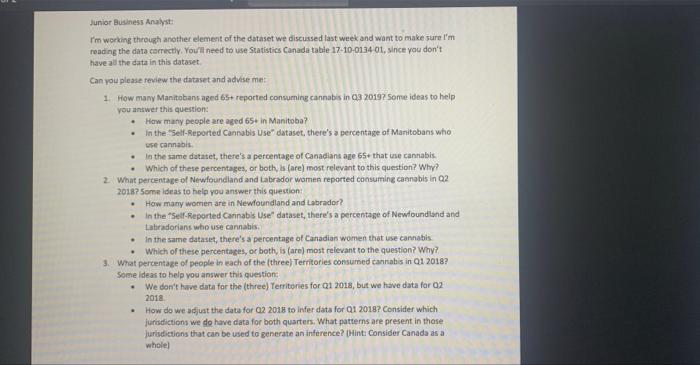 Junior Business Analyst I'm working through another ...