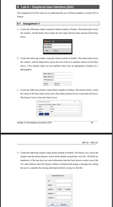 Solved 9 Lab 8 - Graphical User Interface (GUI) The | Chegg.com