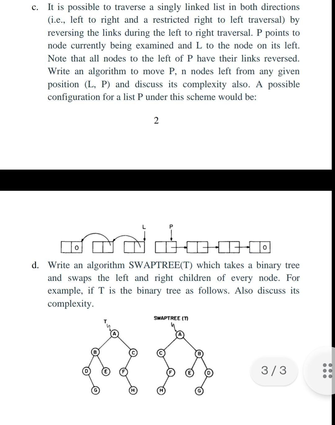 Solved c. It is possible to traverse a singly linked list in | Chegg.com