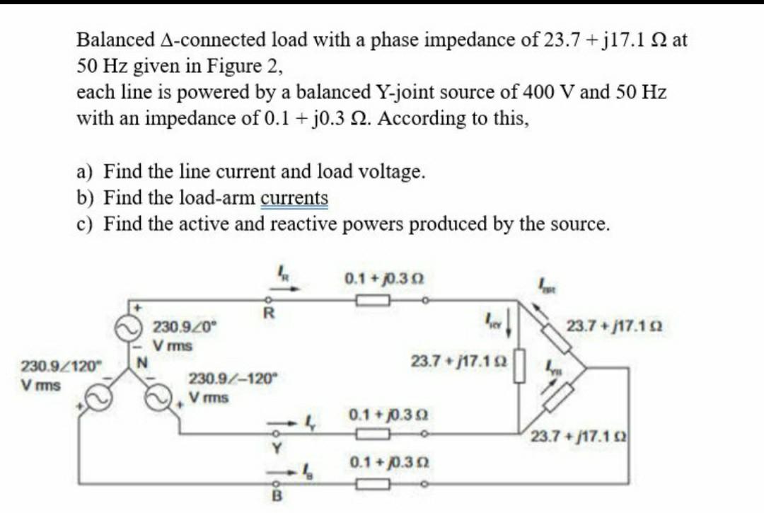 Solved Balanced Δ-connected load with a phase impedance of | Chegg.com