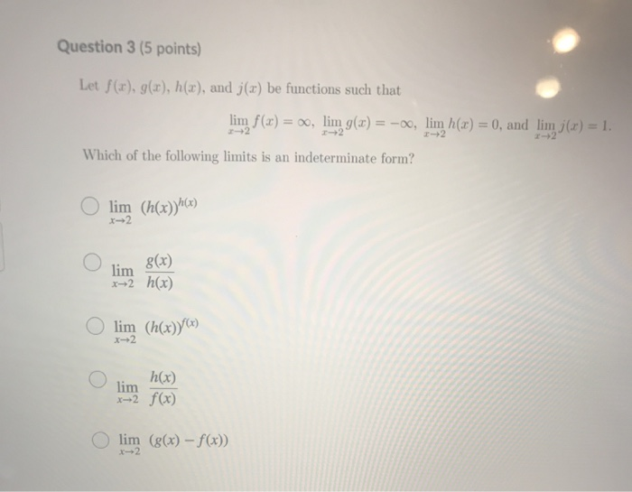 Solved Question 3 5 Points Let R G X H X And J X Chegg Com