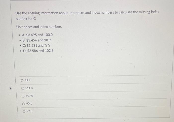 Solved Use the ensuing information about unit prices and | Chegg.com