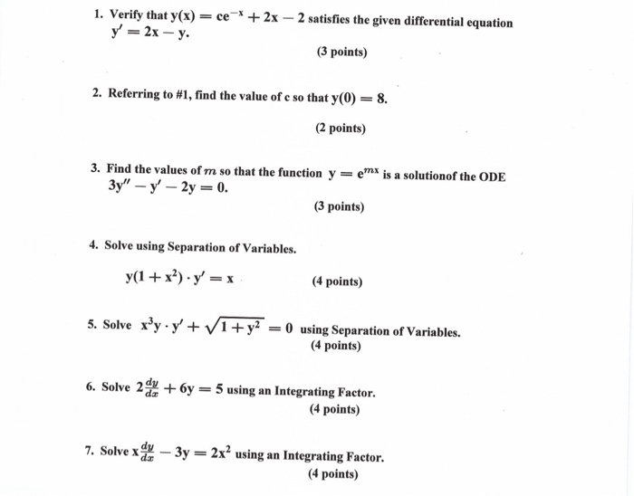 1 Verify That Y X Ce 2x 2 Satisfies The Chegg Com