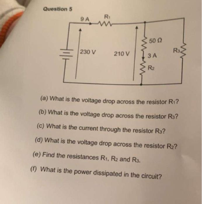 Solved Question 5 A What Is The Voltage Drop Across Th 0105