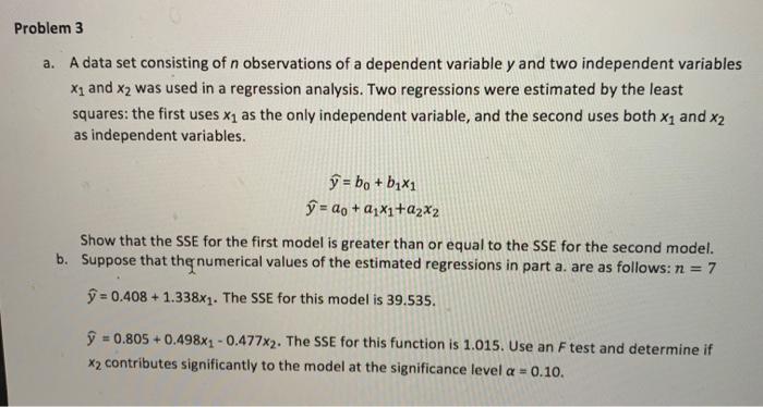 Solved Problem 3 a. A data set consisting of n observations | Chegg.com