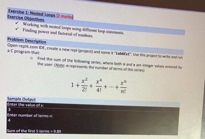 Solved Exercise 1: Nested Loops (2 Marks) Exercise | Chegg.com