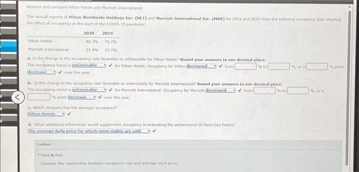 Solved Analyze And Compare Hilton Hotels And Marriott | Chegg.com