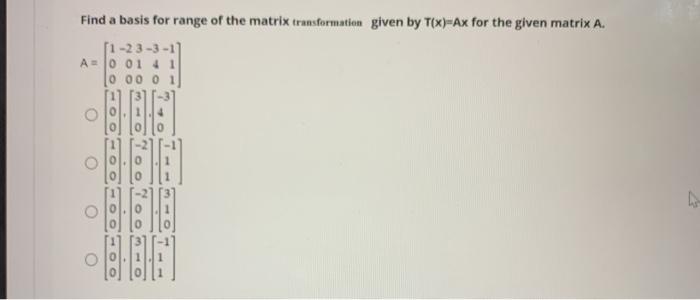 find range of a matrix transformation