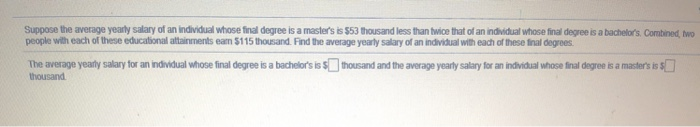 Solved Suppose the average yearly salary of an individual | Chegg.com