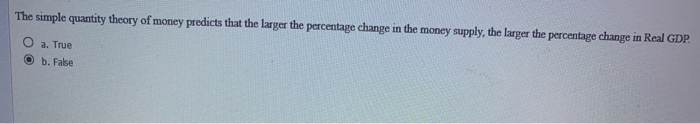 Solved The simple quantity theory of money predicts that the | Chegg.com