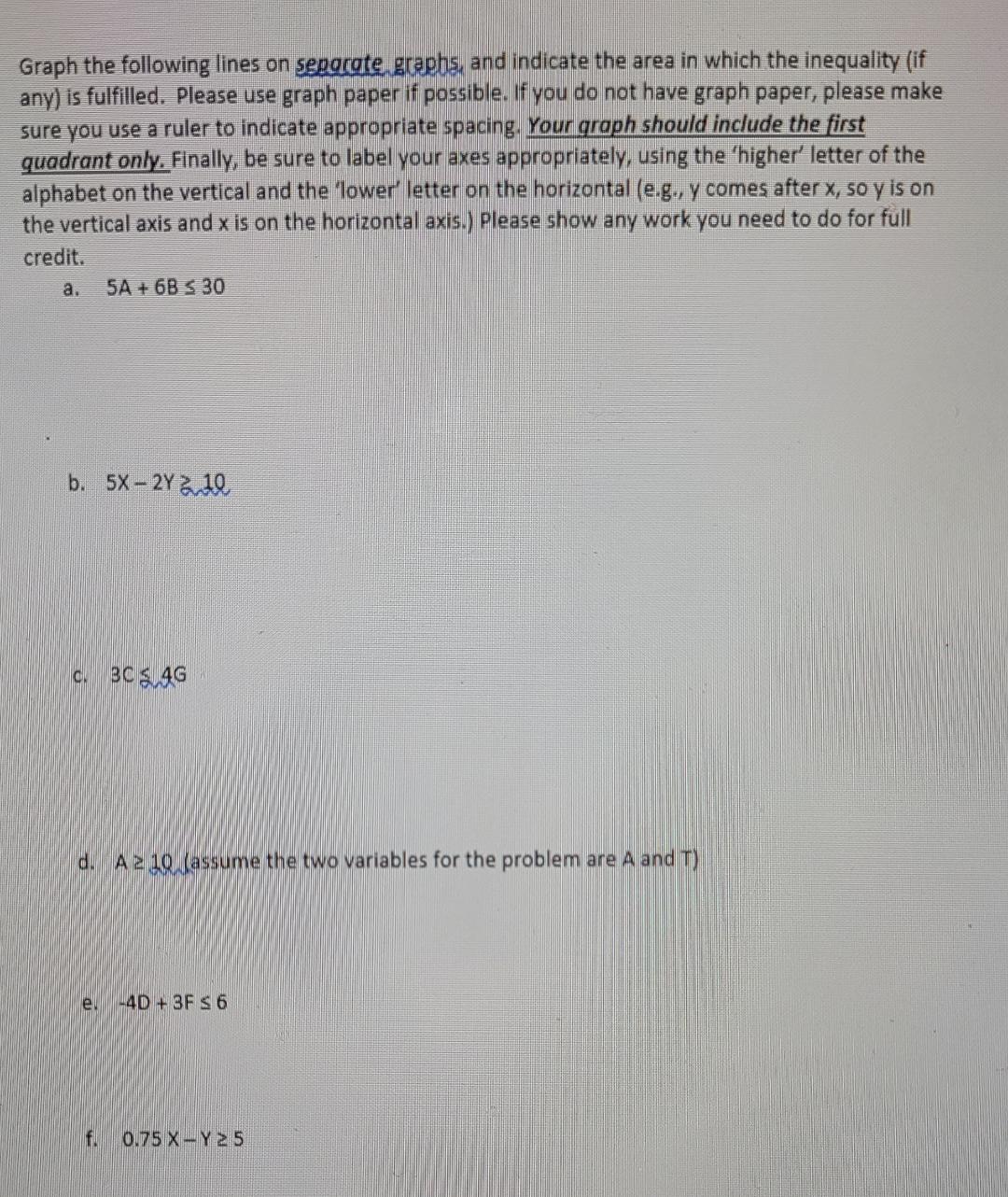 Solved Graph the following lines on sepgrate graphs, and | Chegg.com