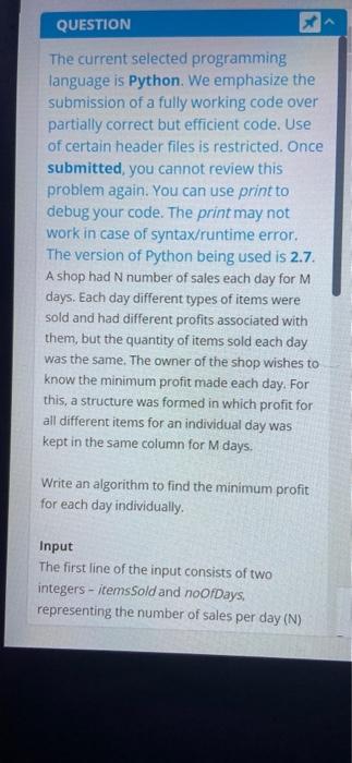 Solved QUESTION The current selected programming language is | Chegg.com