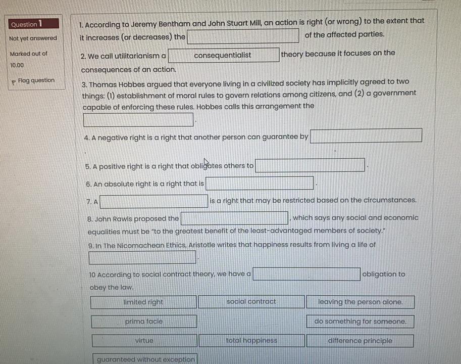 Solved Question 1 1. According to Jeremy Bentham and John | Chegg.com