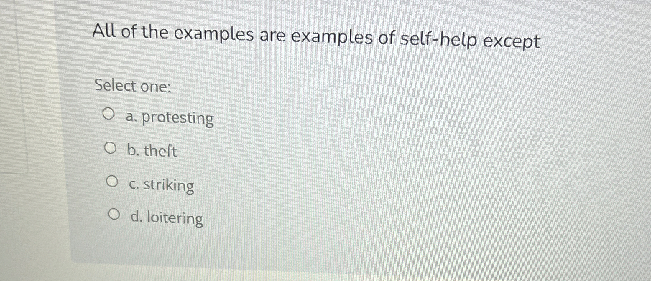 Solved All of the examples are examples of self-help | Chegg.com