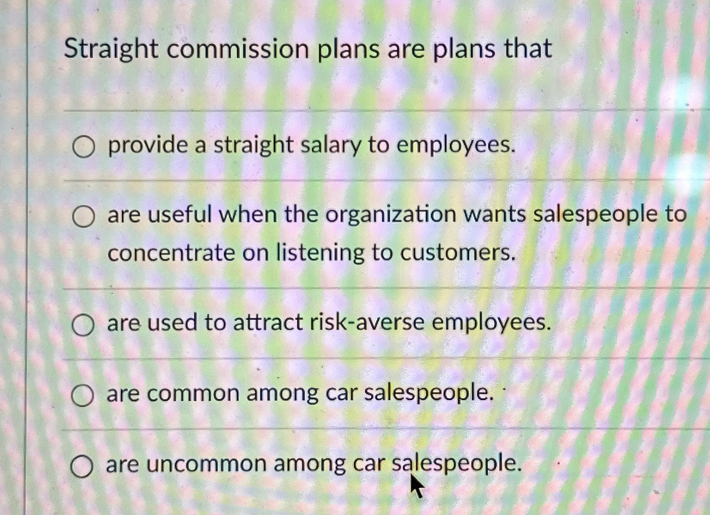 Solved Straight commission plans are plans thatprovide a | Chegg.com