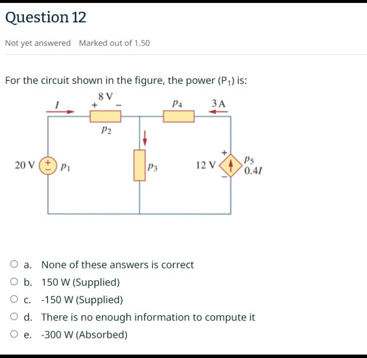 Solved Question 12Not yet answered Marked out of 1.50For the | Chegg.com