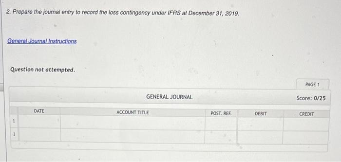 1a. Prepare the journal entry to record the loss | Chegg.com