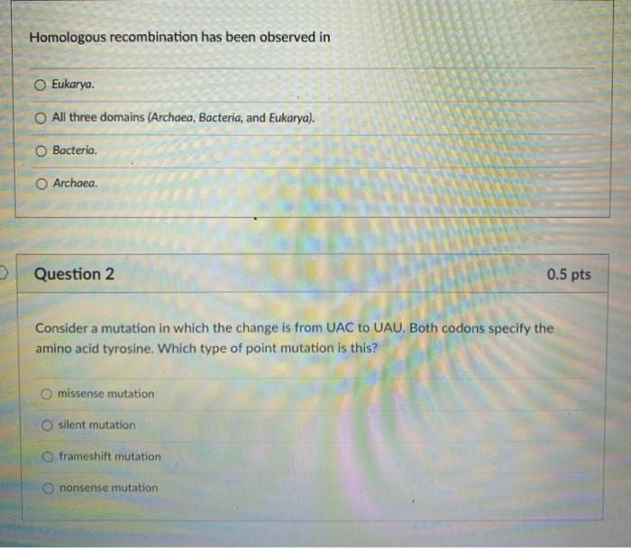 Solved Homologous has been observed in