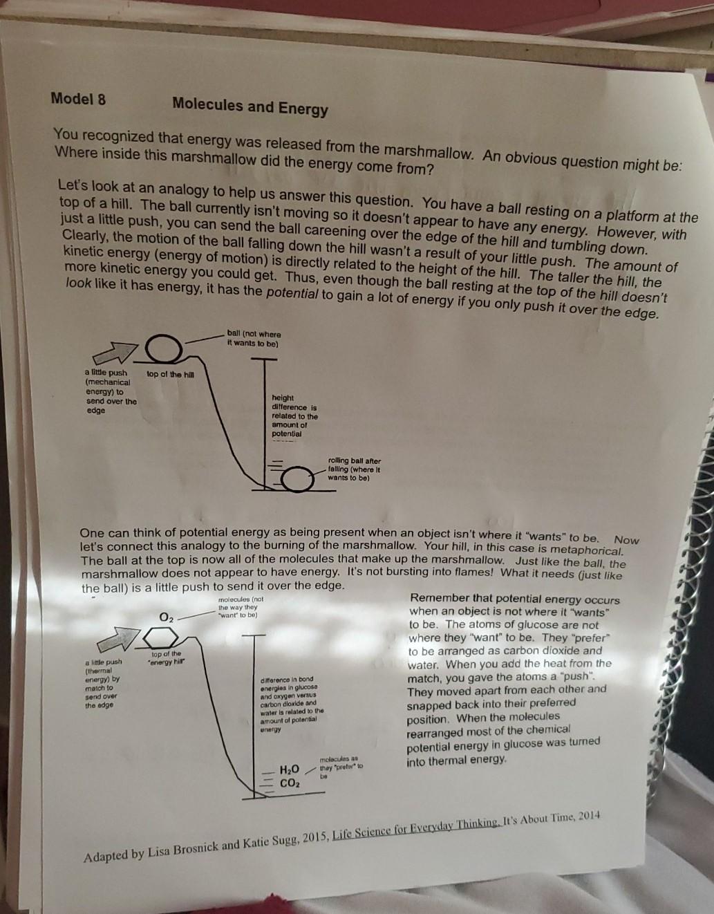 Solved Key Questions 1. What type of energy does a glucose | Chegg.com
