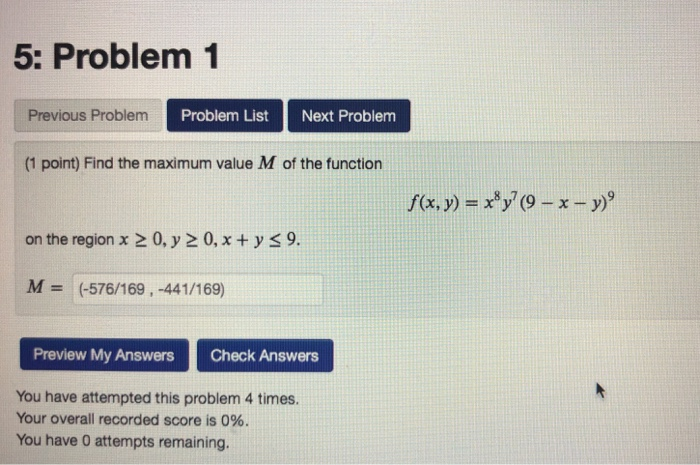Solved 5: Problem 1 Previous Problem Problem List Next | Chegg.com