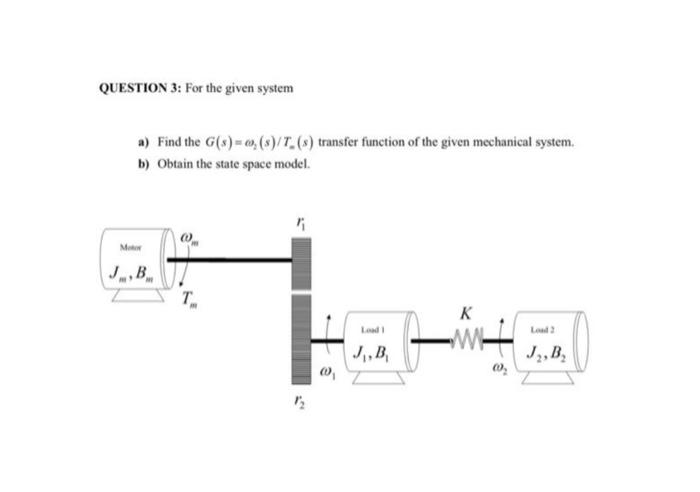 Solved QUESTION 3: For the given system a) Find the G()=