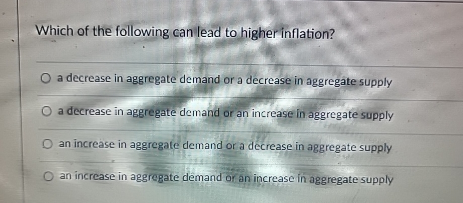 Solved Which of the following can lead to higher inflation?a | Chegg.com