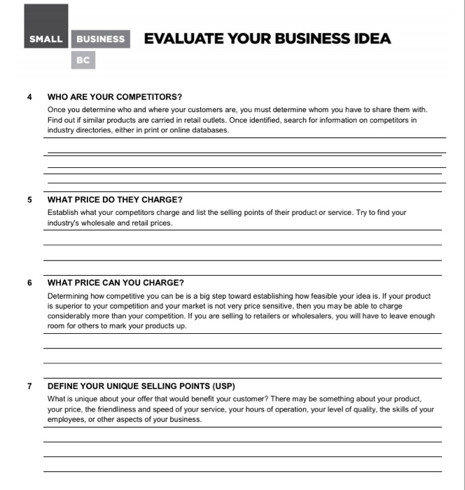 Solved SMALL BUSINESS EVALUATE YOUR BUSINESS IDEA BC IS YOUR | Chegg.com