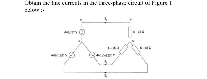 Solved Obtain the line currents in the three-phase circuit | Chegg.com