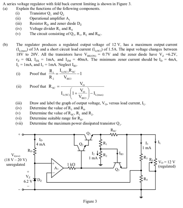 Solved A series voltage regulator with fold back current
