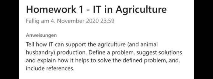 Solved Homework 1 - IT in Agriculture Fällig am 4. November 