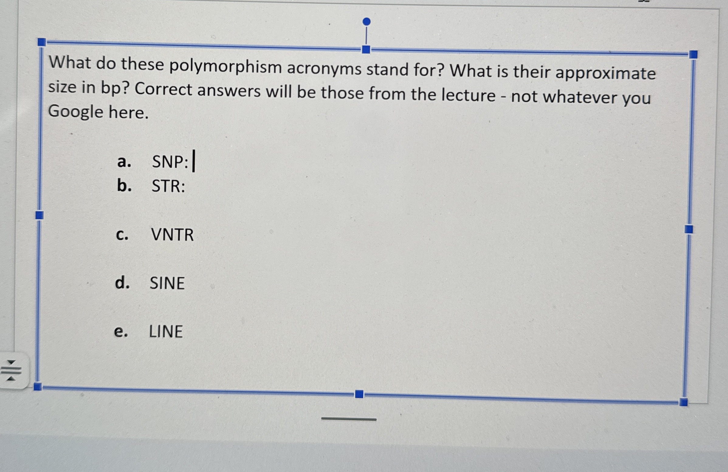 Solved What do these polymorphism acronyms stand for? What
