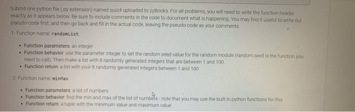 Solved Submit one python file (.py extension) named quiz4 | Chegg.com