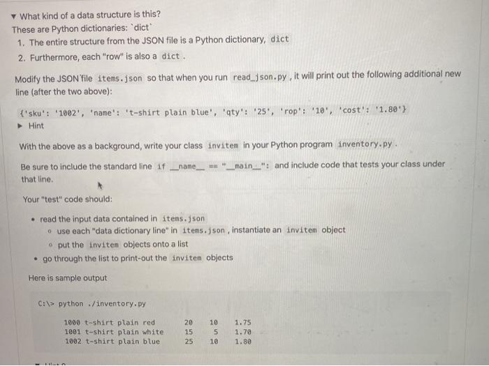 Solved Create a Python file called inventory.py that | Chegg.com