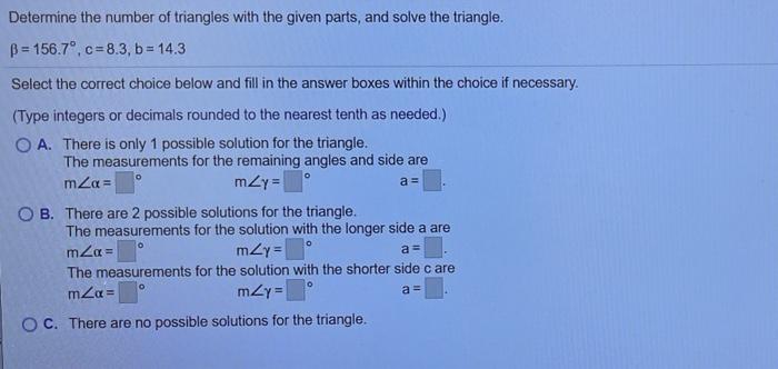 Solved Determine the number of triangles with the given | Chegg.com
