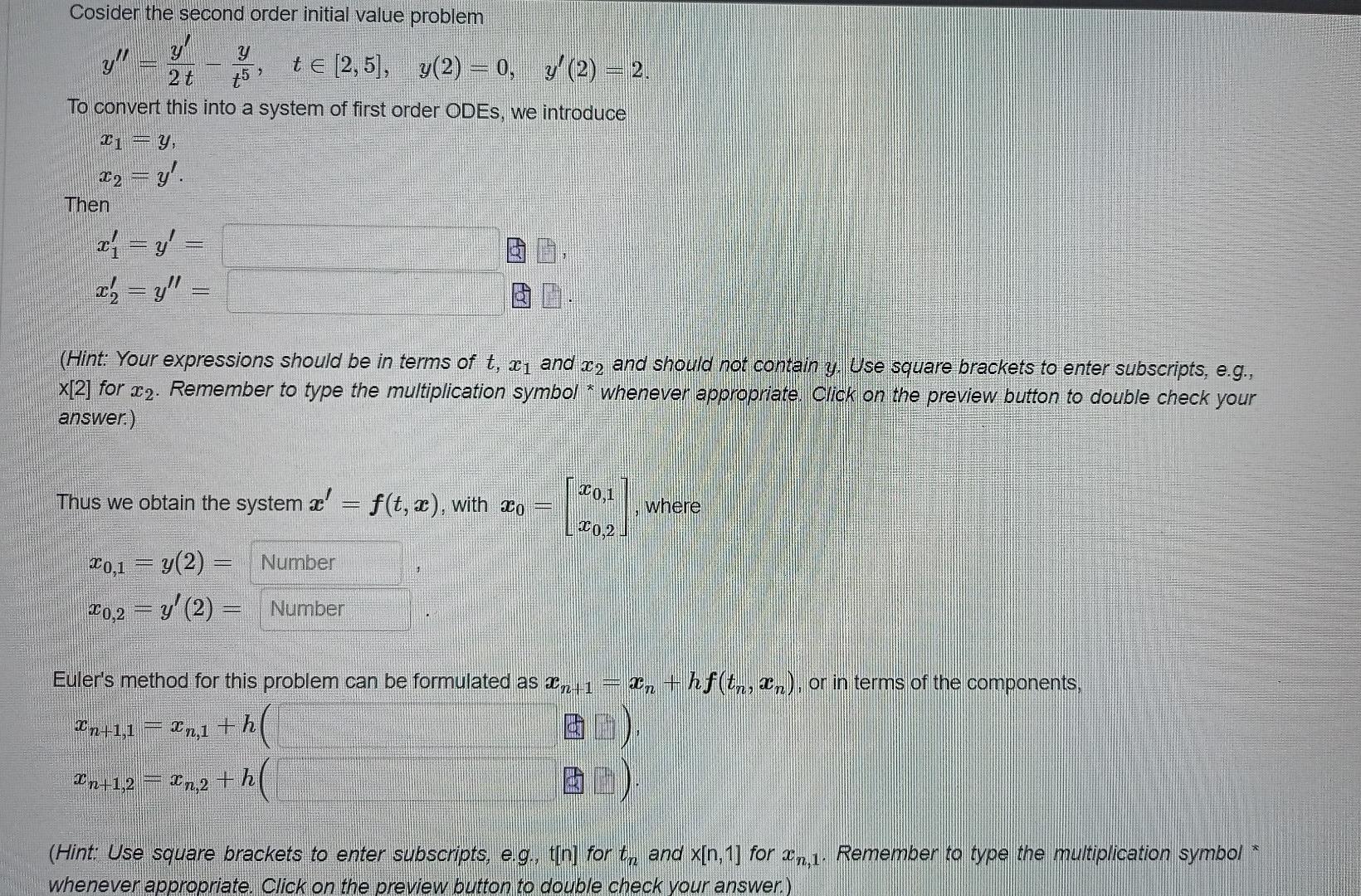 Solved Cosider The Second Order Initial Value Problem Y Y Te Chegg