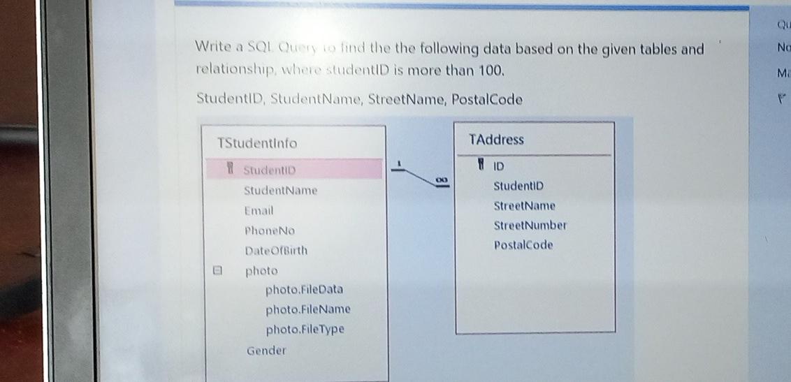 Solved Qu No Write a SQL Query to find the the following | Chegg.com